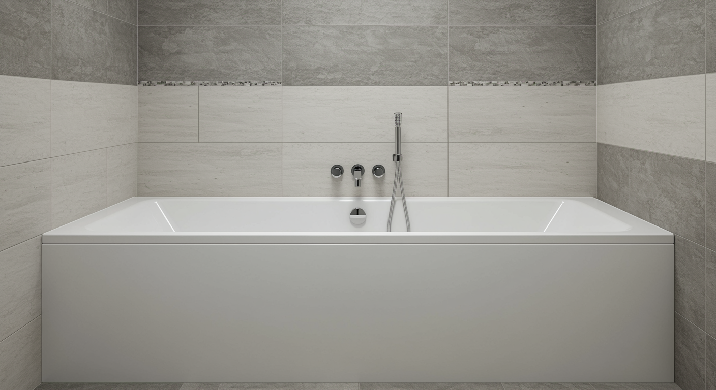 Spotless modern bathroom with a pristine bathtub and shiny chrome fixtures, ideal example of expert leak detection and quality plumbing work